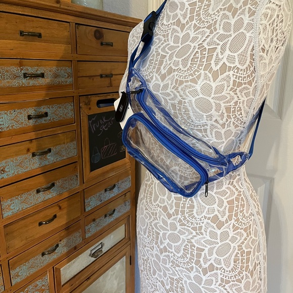 Clear/ Transparent Belt Bag/ Waist Bag- Blue Accents - Picture 5 of 12